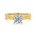 Maura - Vintage Inspired 14K Yellow Gold Round Solitaire Engagement Ring