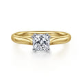 Lauren - 14K White-Yellow Gold Cushion Cut Diamond Engagement Ring