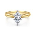 Lauren - 14K White-Yellow Gold Marquise Shape Diamond Engagement Ring