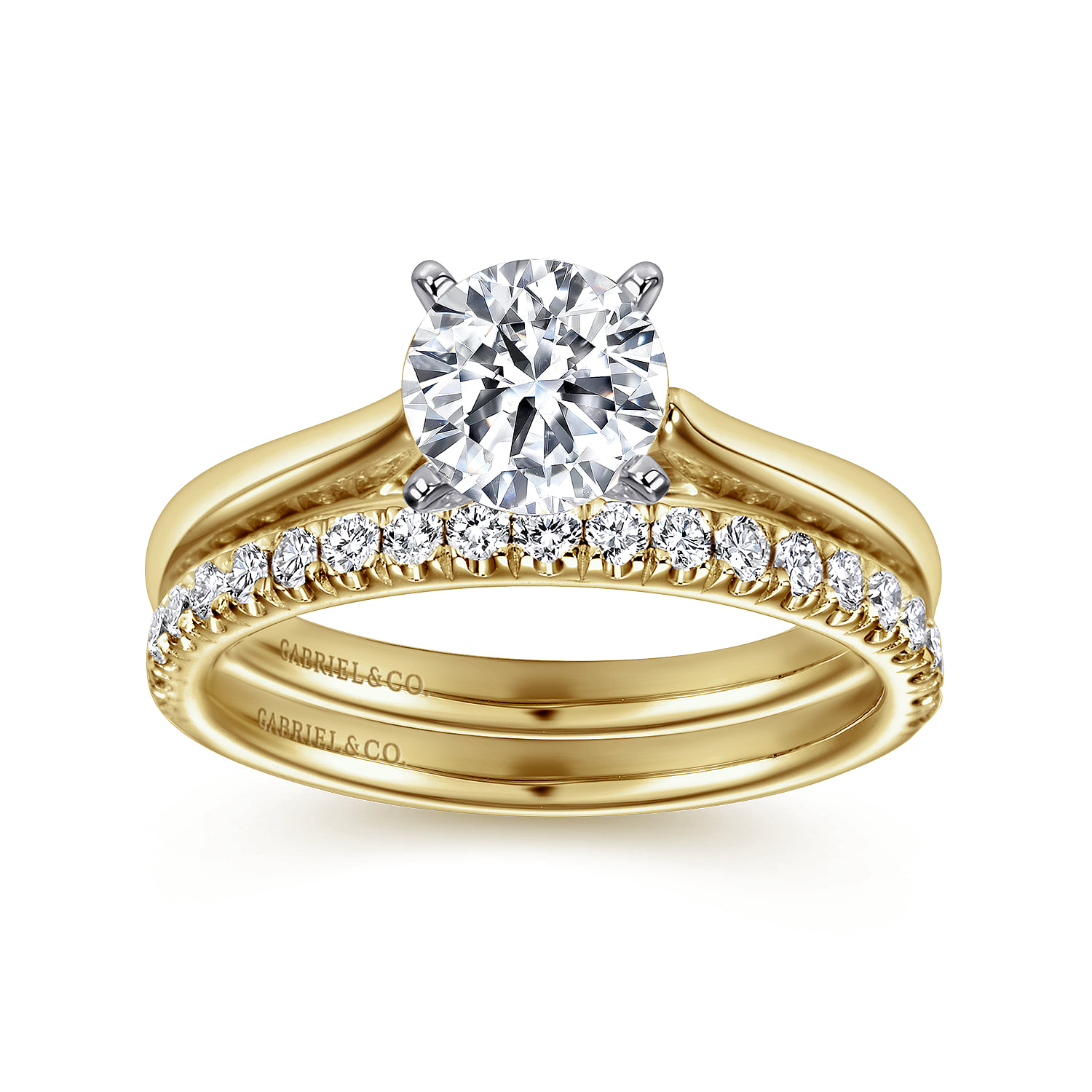 Round Diamond Engagement Ring in 14K White/Yellow Gold, photograph 4