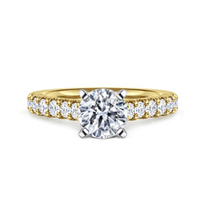 Misty - 14K Yellow and White Gold Round Diamond Engagement Ring