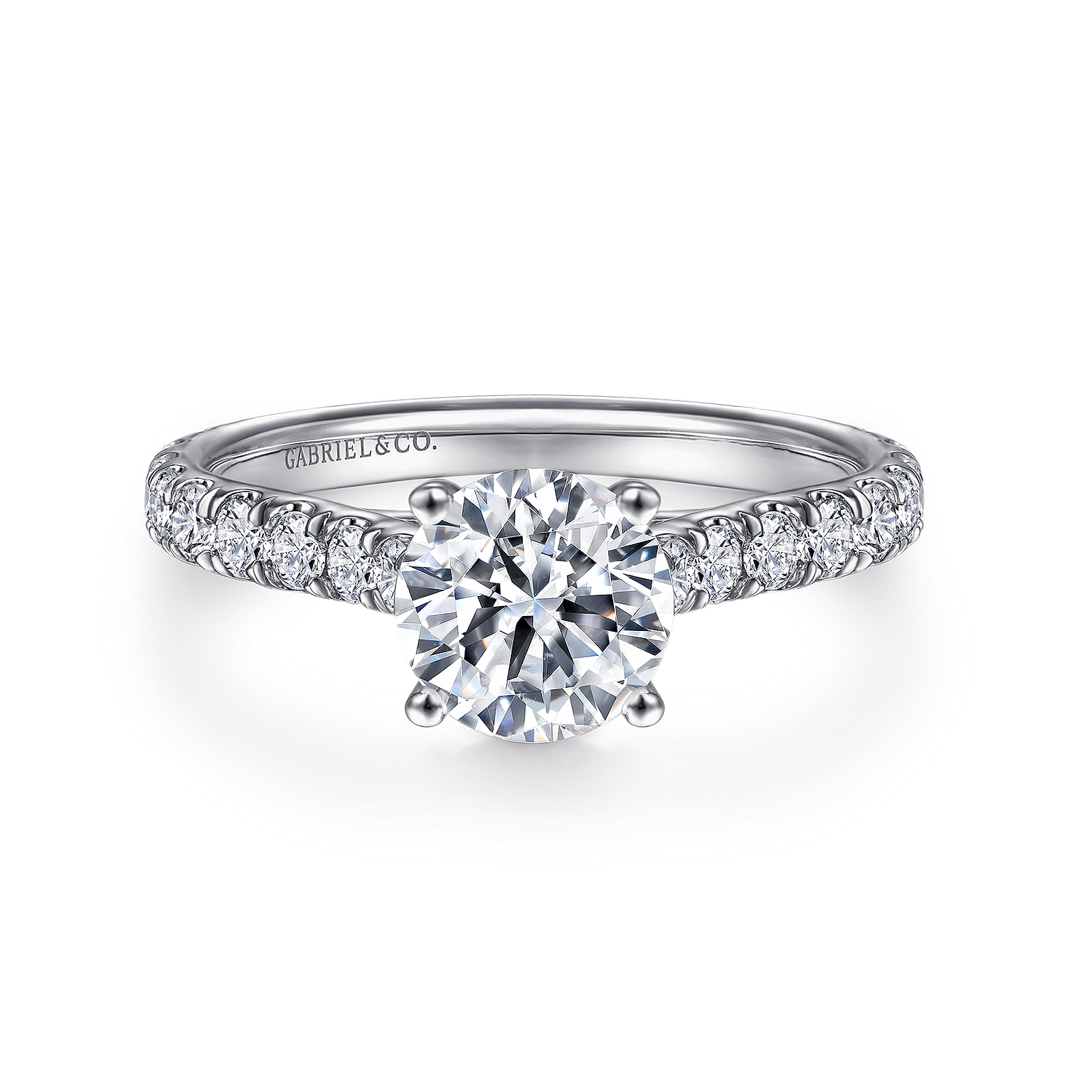 Round Diamond Engagement Ring in 14K White Gold