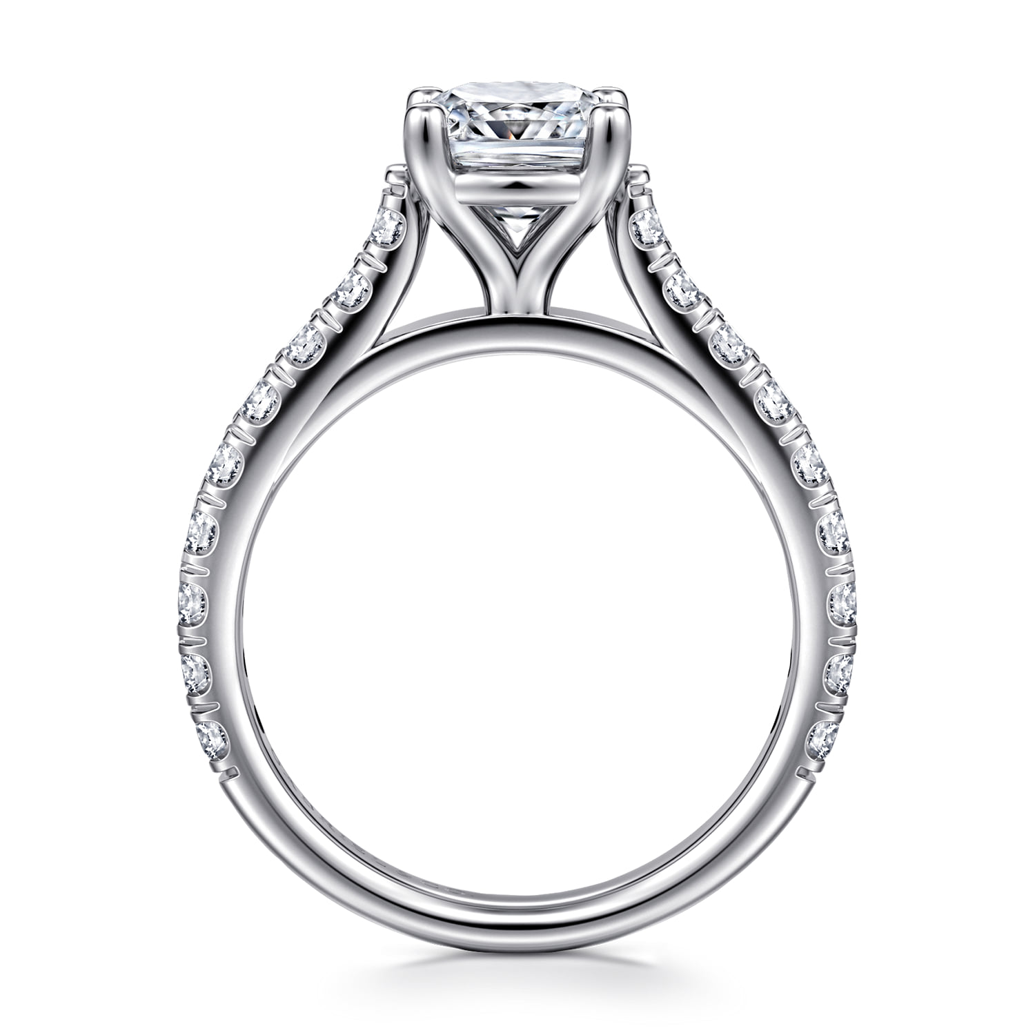 Cushion Diamond Engagement Ring in 14K White Gold, photograph 2