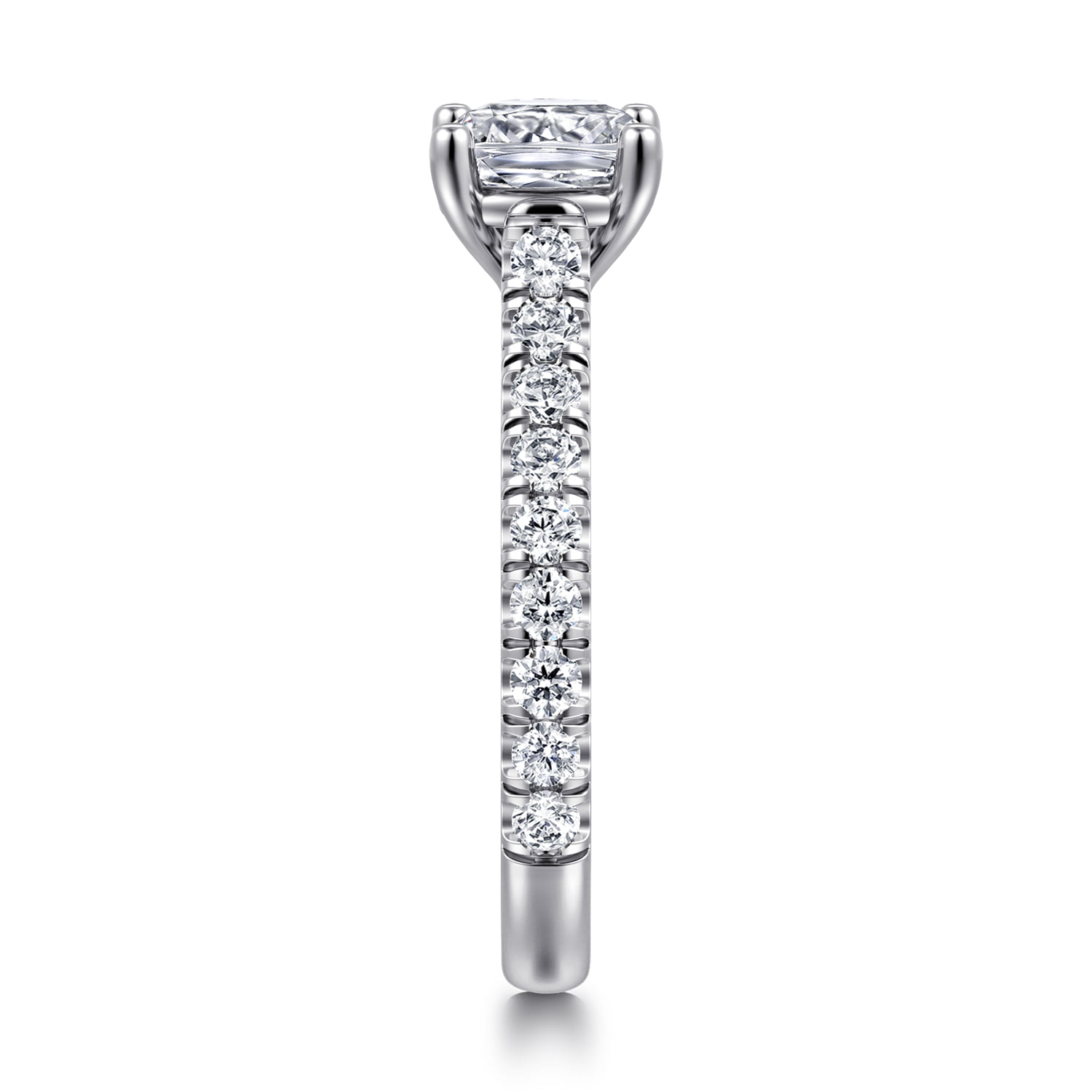 Cushion Diamond Engagement Ring in 14K White Gold, photograph 4