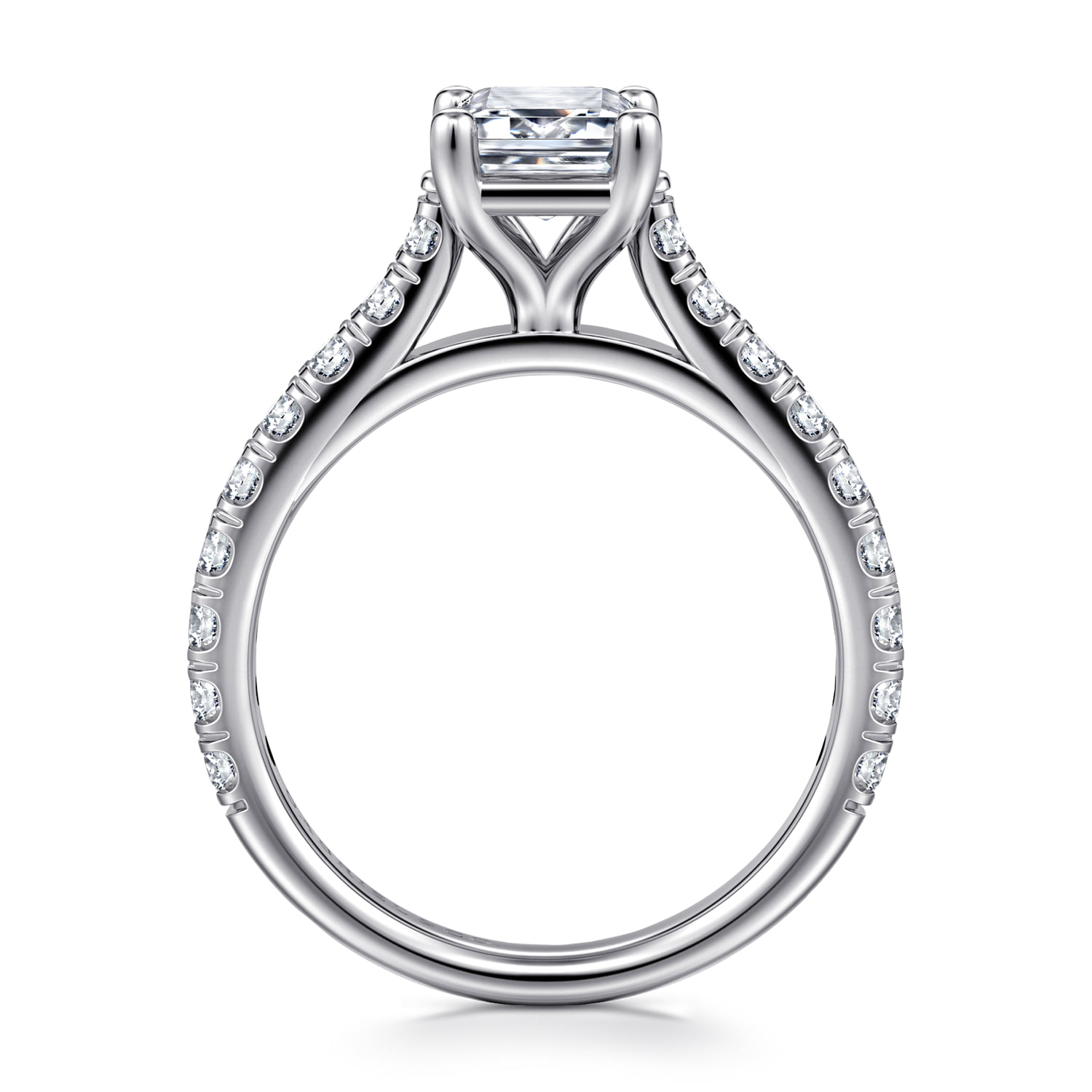 Emerald Diamond Engagement Ring in 14K White Gold, photograph 2