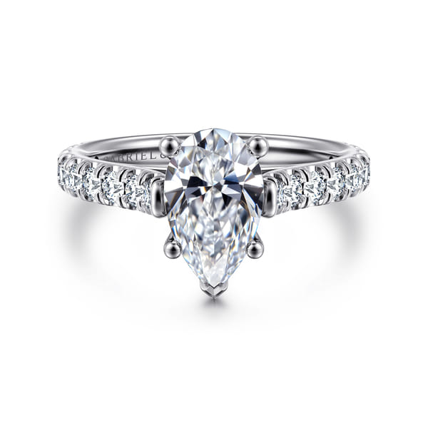 14K White Gold Pear Shape Diamond Engagement Ring