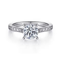 Alma - Vintage Inspired 14K White Gold Round Solitaire Engagement Ring