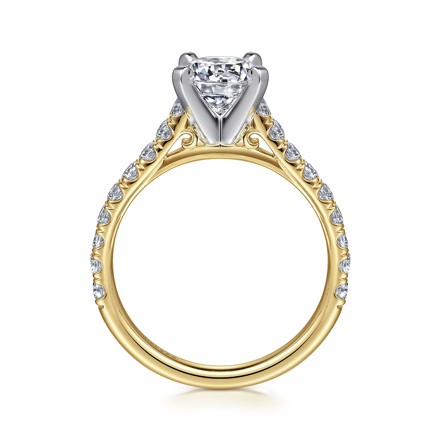 Round Diamond Engagement Ring in 14K White/Yellow Gold, photograph 2