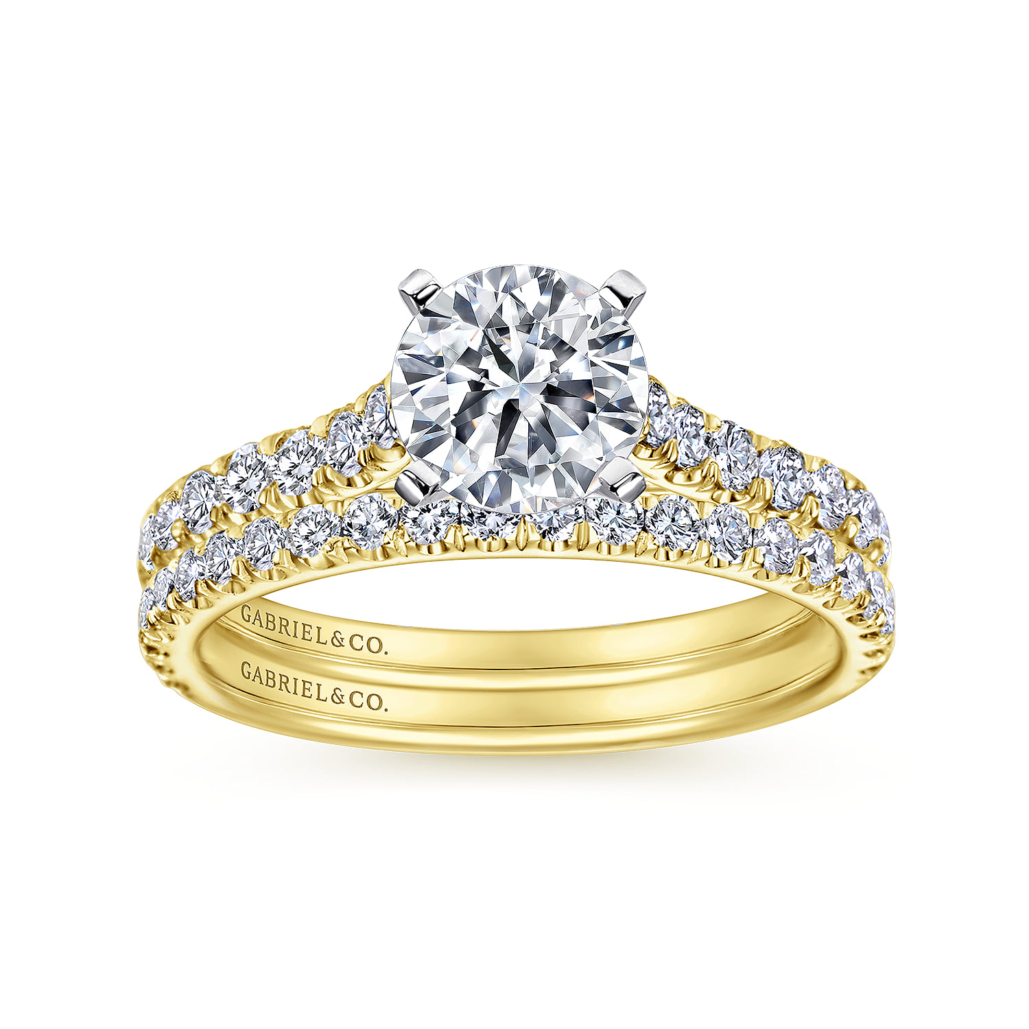 Round Diamond Engagement Ring in 14K White/Yellow Gold, photograph 4