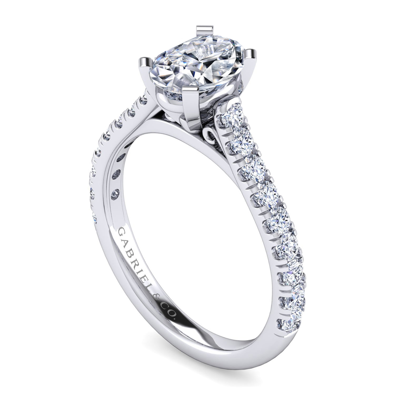 Oval Diamond Engagement Ring in 14K White Gold, photograph 3
