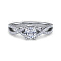 Gina - 14K White Gold Twisted Cushion Cut Diamond Engagement Ring