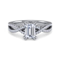 Gina - 14K White Gold Twisted Emerald Cut Diamond Engagement Ring