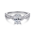 Gina - 14K White Gold Twisted Oval Diamond Engagement Ring