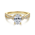 Gina - 14K Yellow Gold Twisted Oval Diamond Engagement Ring