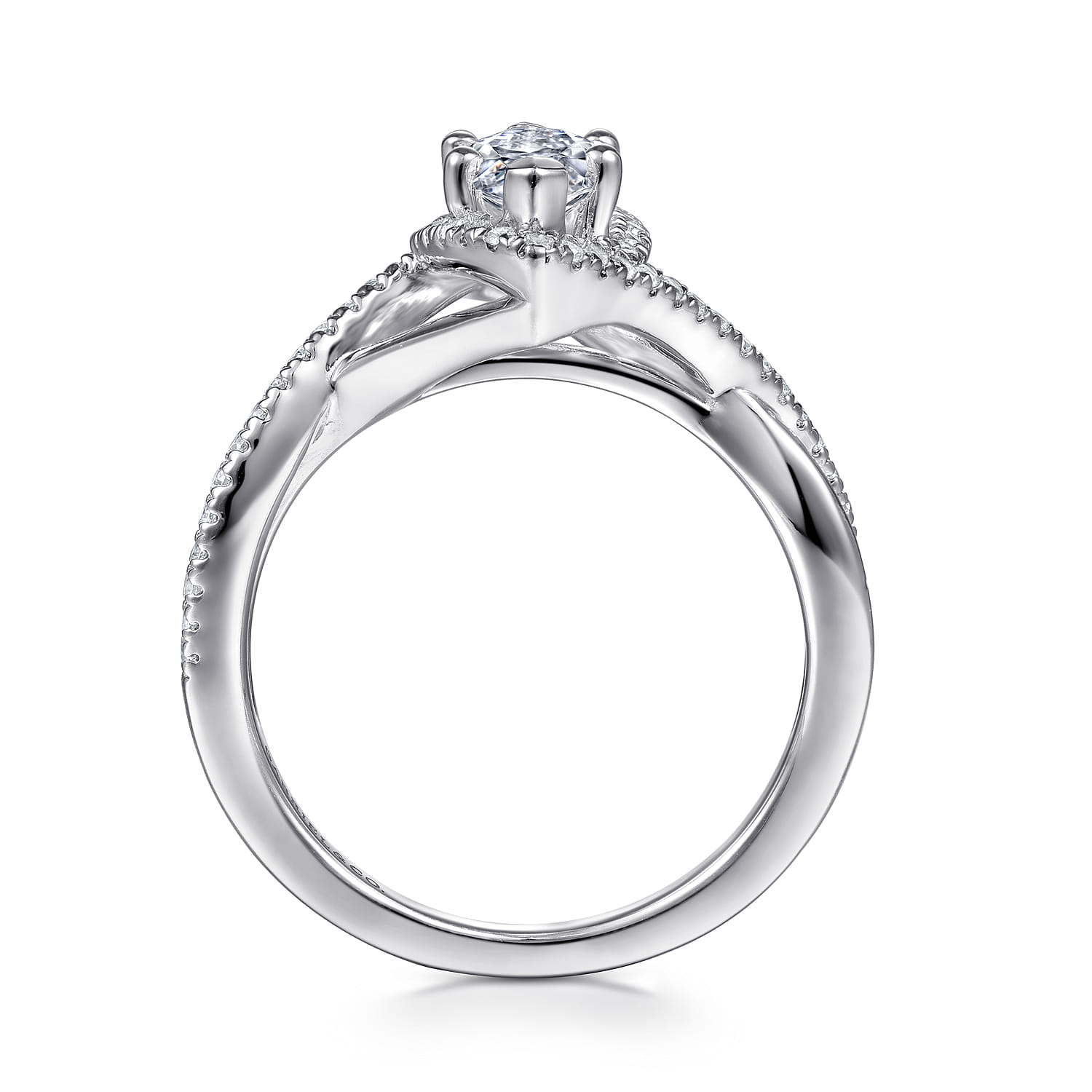 Marquise Halo Diamond Engagement Ring in 14K White Gold, photograph 2