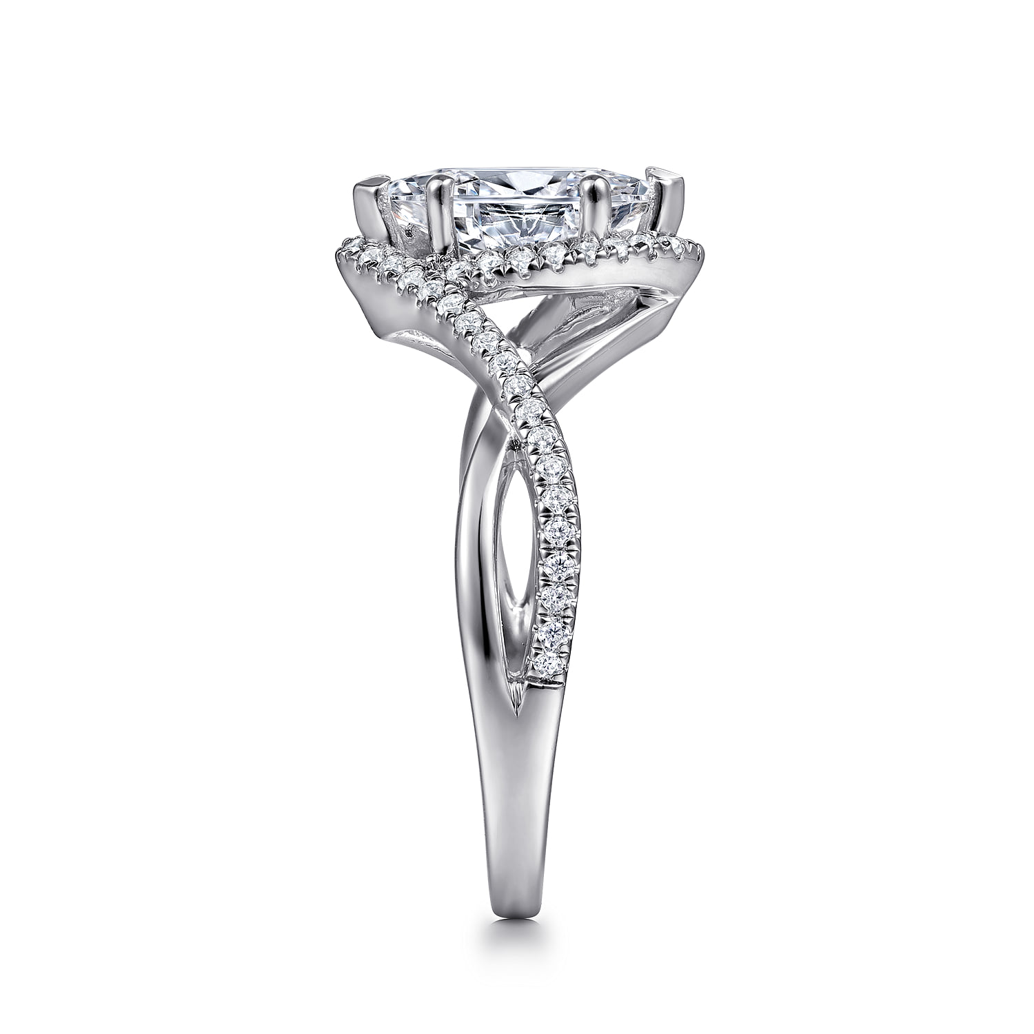 Marquise Halo Diamond Engagement Ring in 14K White Gold, photograph 4