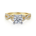 Kayla - 14K White-Yellow Gold Twisted Round Diamond Engagement Ring