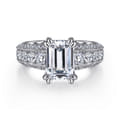 Rebecca - Vintage Inspired 14K White Gold Emerald Cut Wide Band Diamond Channel Set Engagement Ring