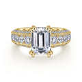 Rebecca - Vintage Inspired 14K Yellow Gold Wide Band Emerald Cut Diamond Channel Set Engagement Ring
