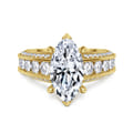 Rebecca - Vintage Inspired 14K Yellow Gold Wide Band Marquise Shape Diamond Channel Set Engagement Ring
