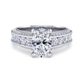 Rebecca - Vintage Inspired 14K White Gold Wide Band Oval Diamond Channel Set Engagement Ring