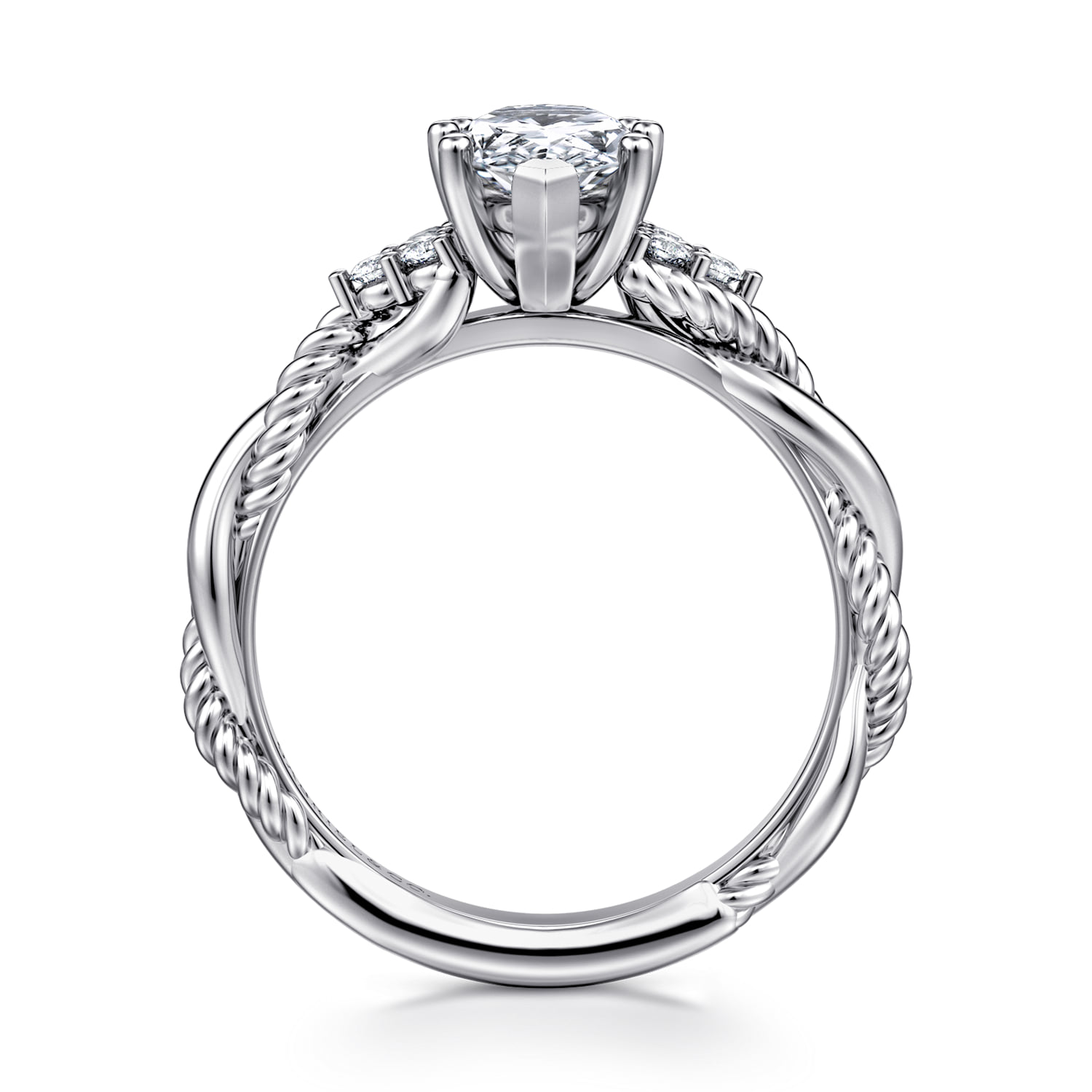 Pear Twisted Diamond Engagement Ring in 14K White Gold, photograph 2