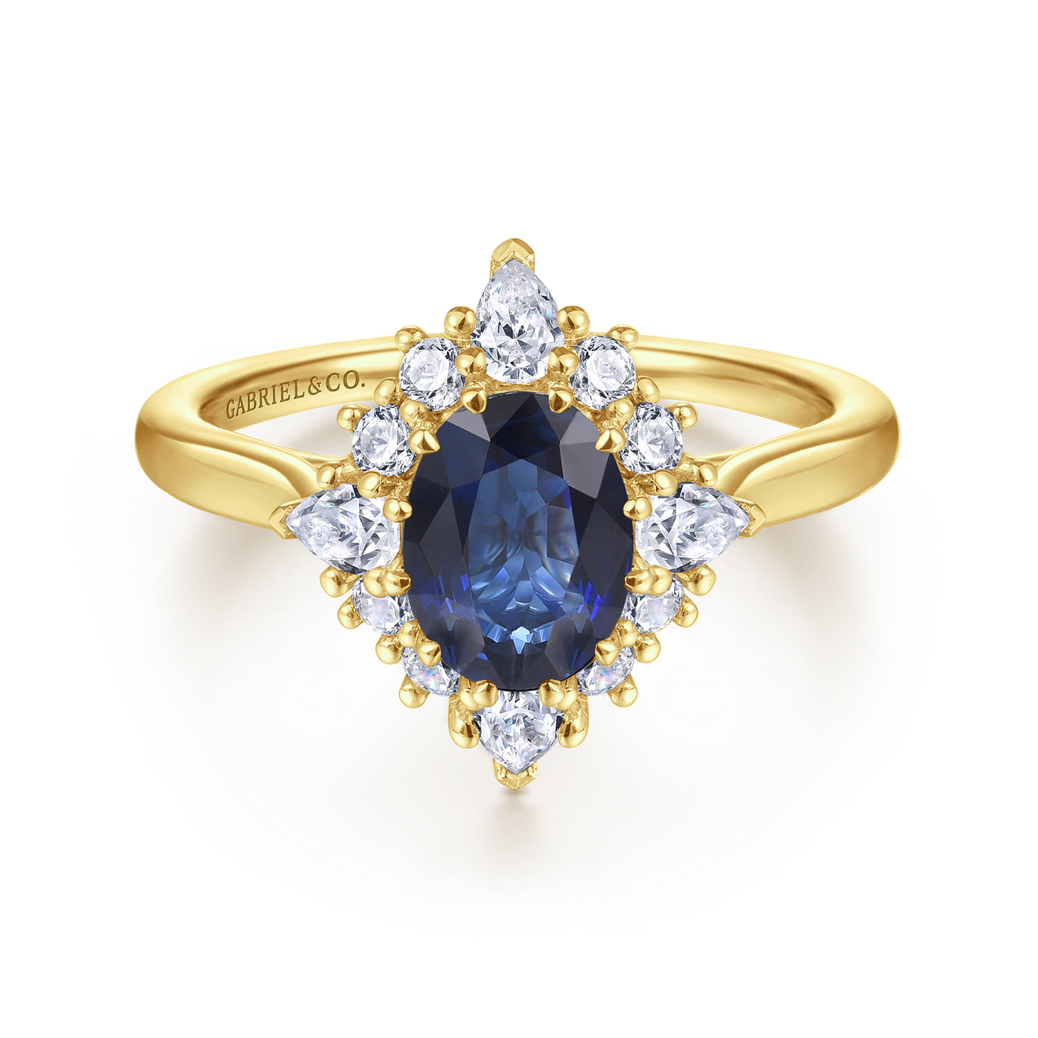 Oval Halo Sapphire and Diamond Engagement Ring