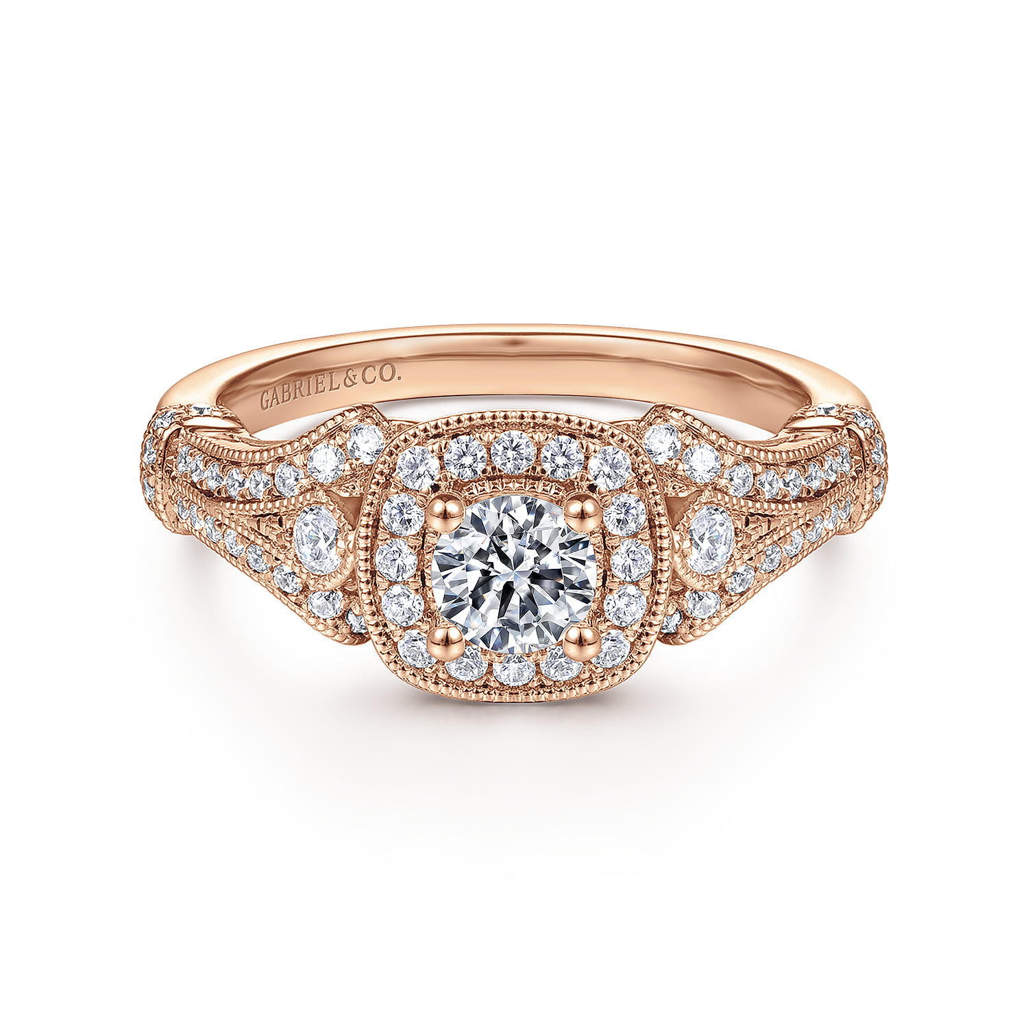 Vintage Inspired Halo Complete Diamond Engagement Ring