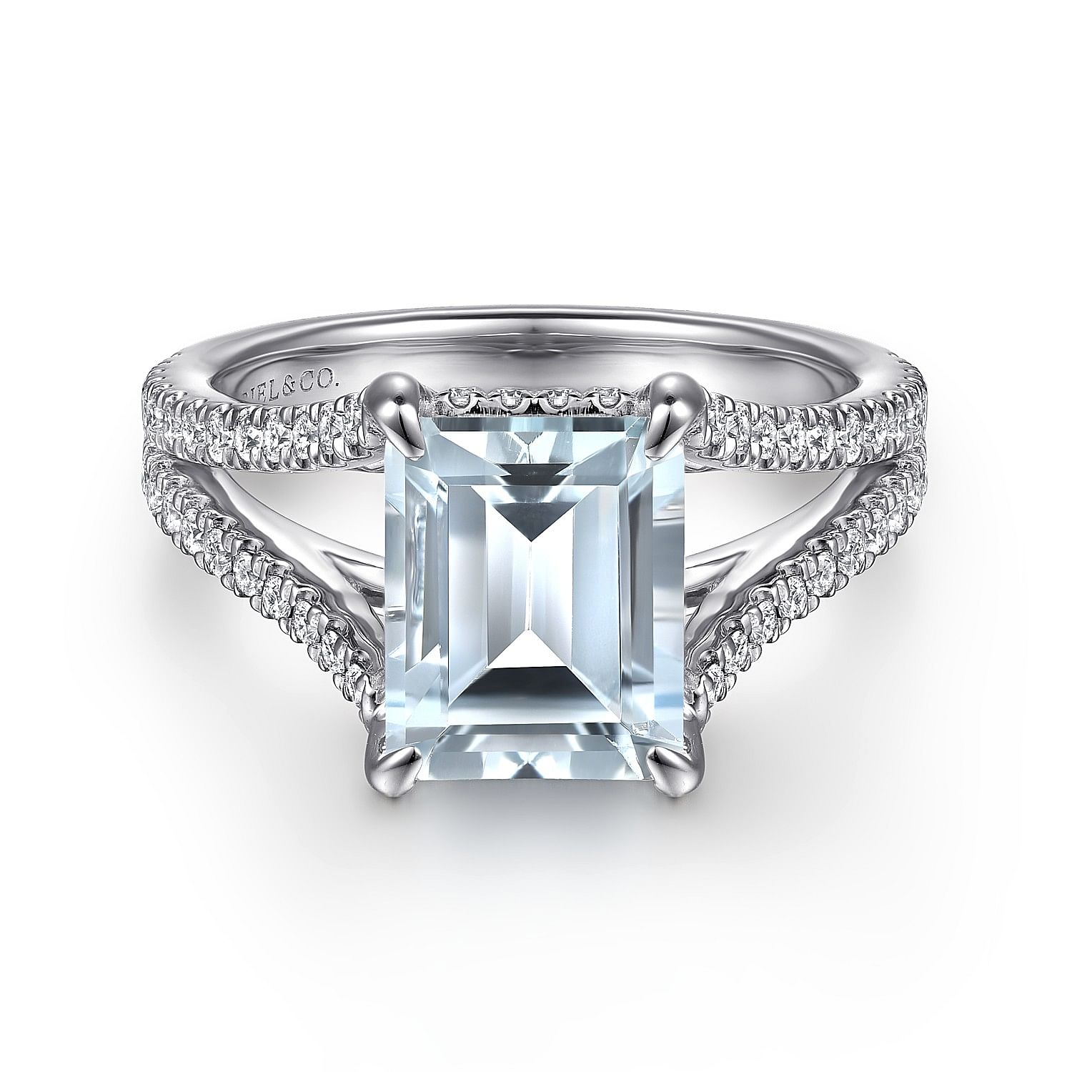 (520) Aquamarine Ring on sale 5ct Emerald Cut 14k White Gold