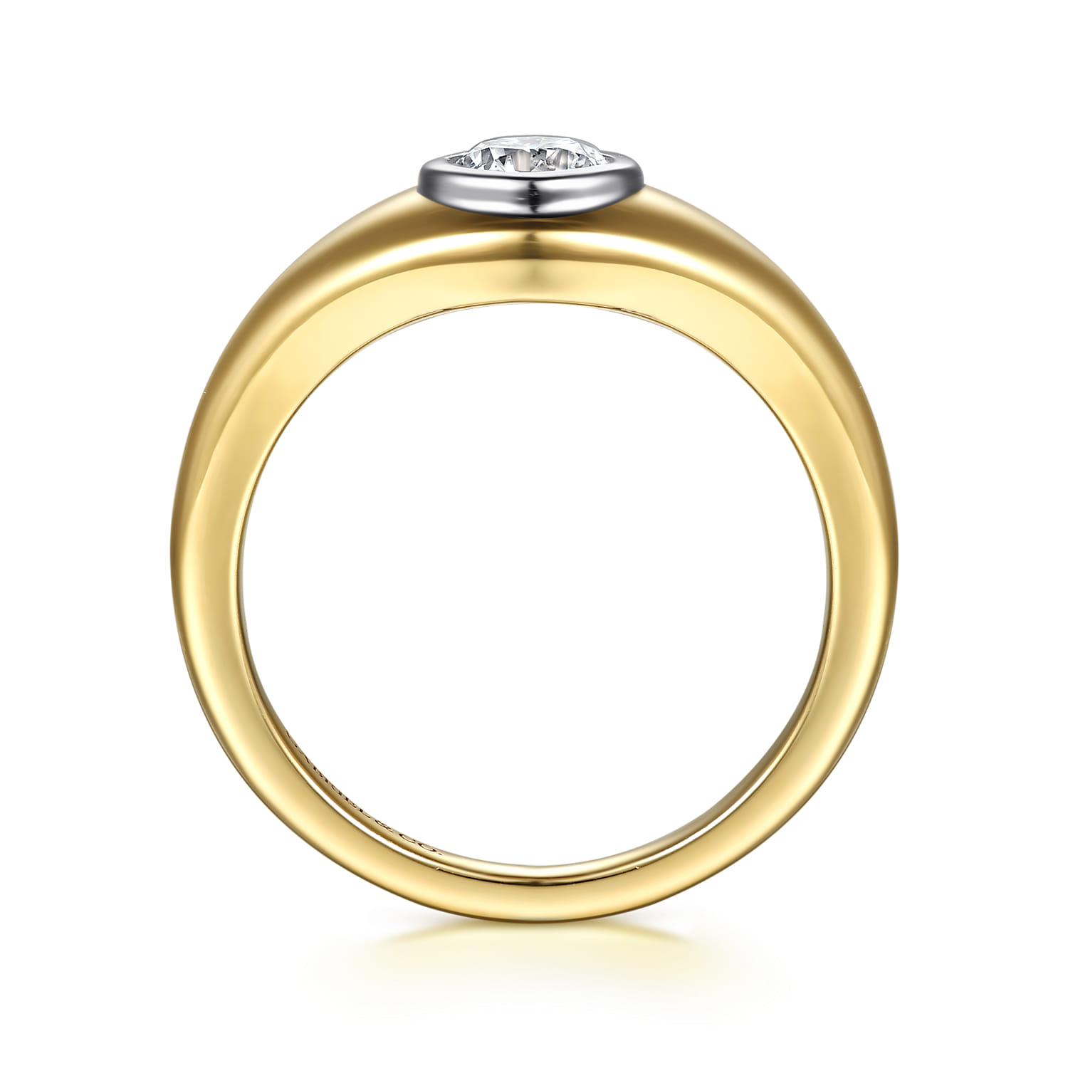 Round Solitaire Diamond Engagement Ring in 14K White/Yellow Gold, photograph 2