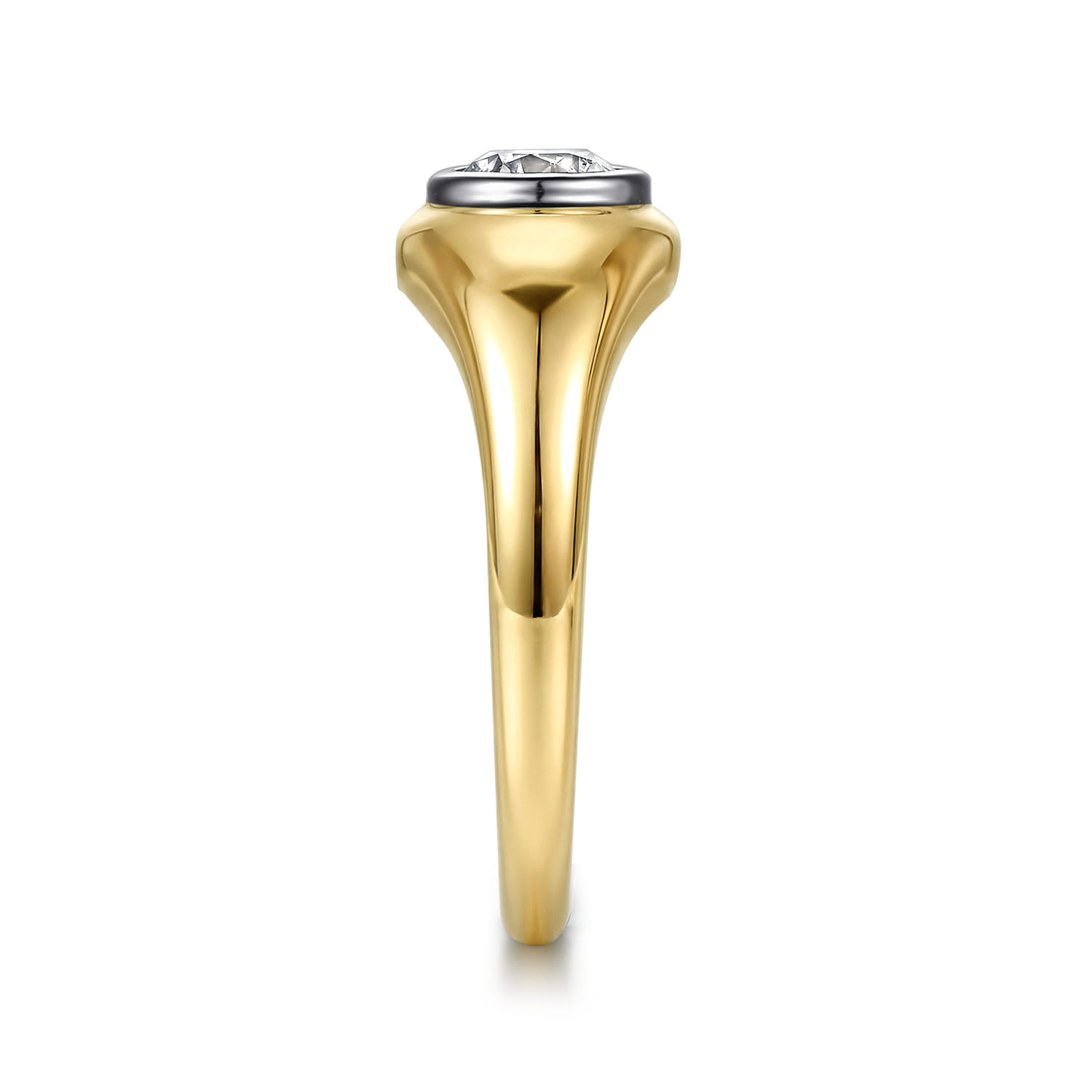 Round Solitaire Diamond Engagement Ring in 14K White/Yellow Gold, photograph 5