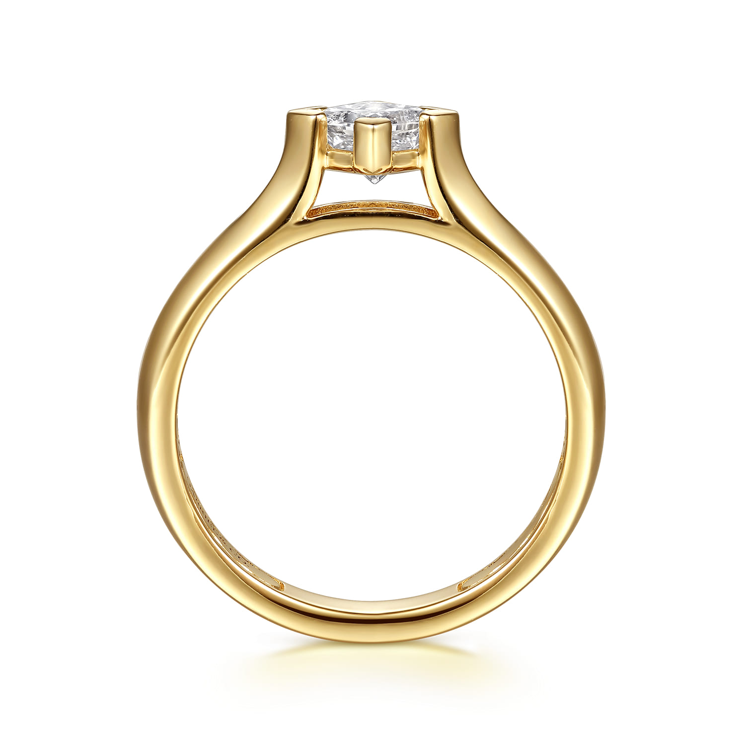 Princess Solitaire Diamond Engagement Ring in 14K Yellow Gold, photograph 2
