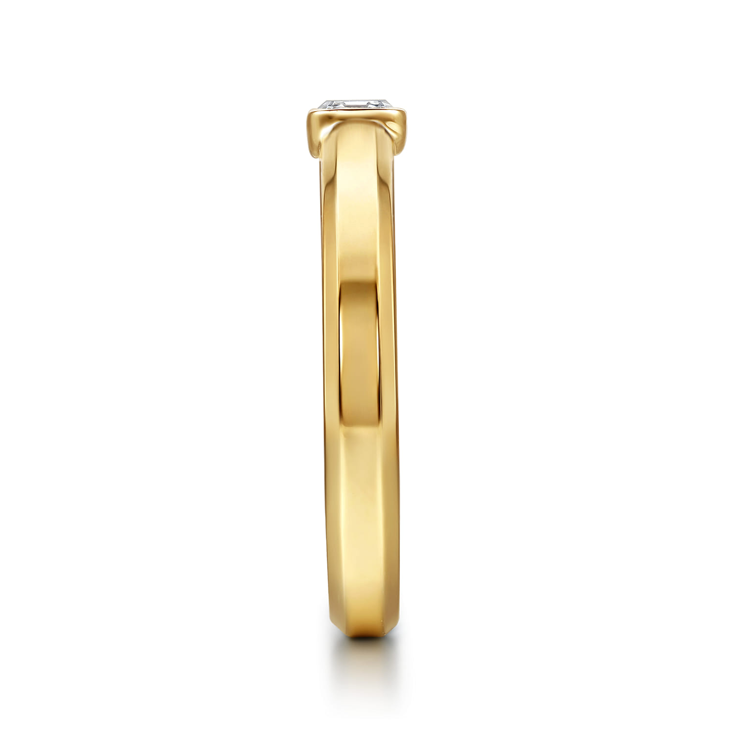 Emerald Solitaire Diamond Engagement Ring in 14K Yellow Gold, photograph 5