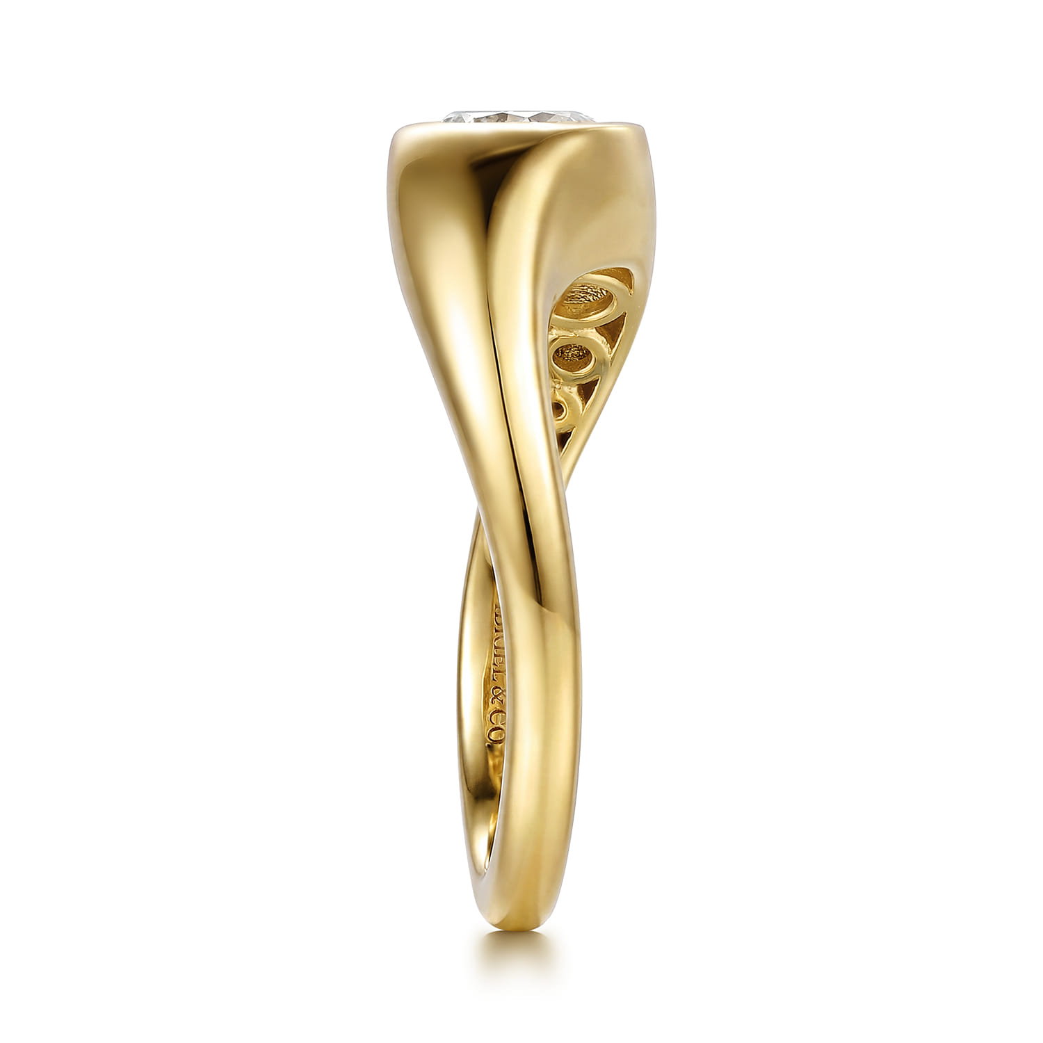 Pear Bypass Diamond Engagement Ring in 14K Yellow Gold, photograph 5
