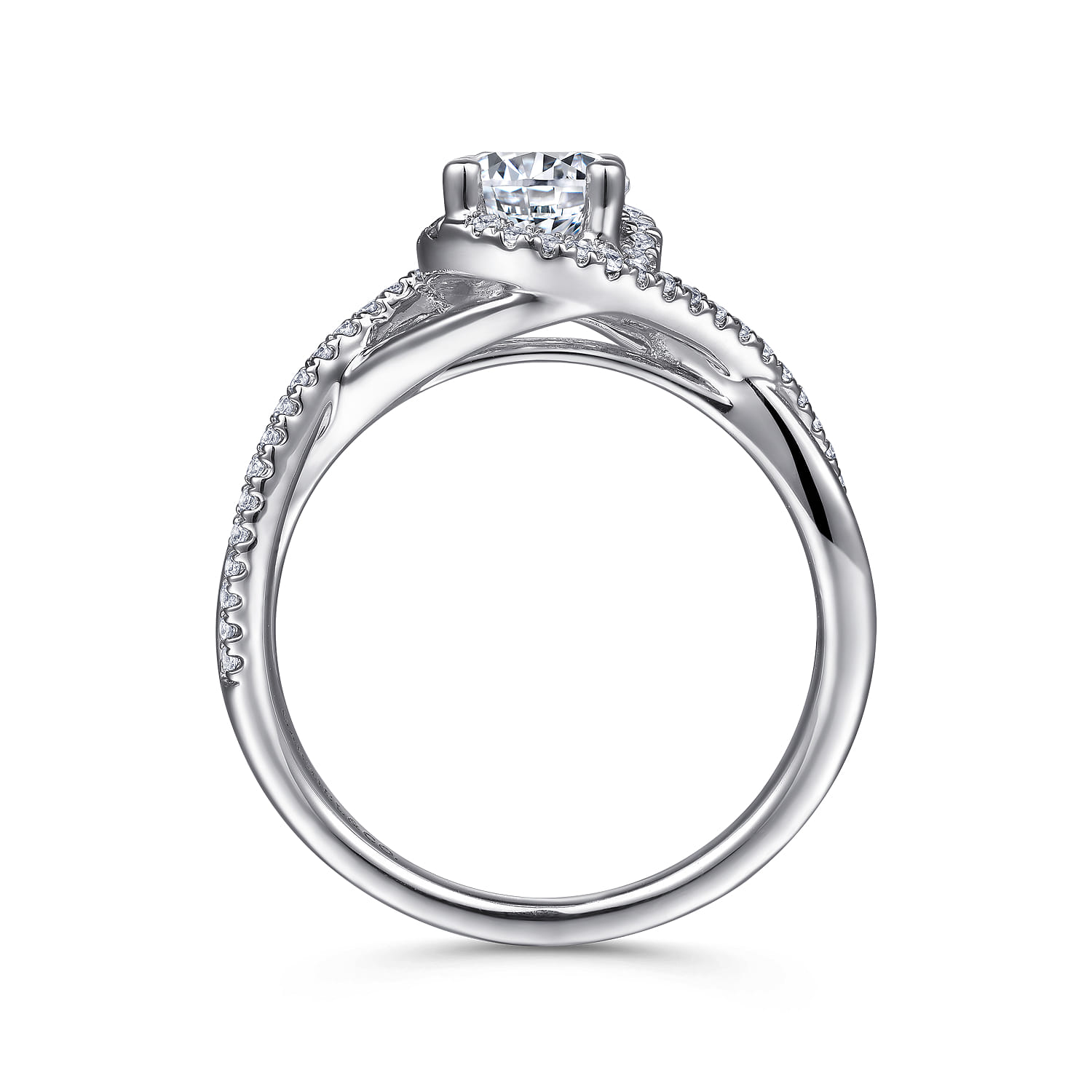 Round Twisted Diamond Engagement Ring in 14K White Gold, photograph 2