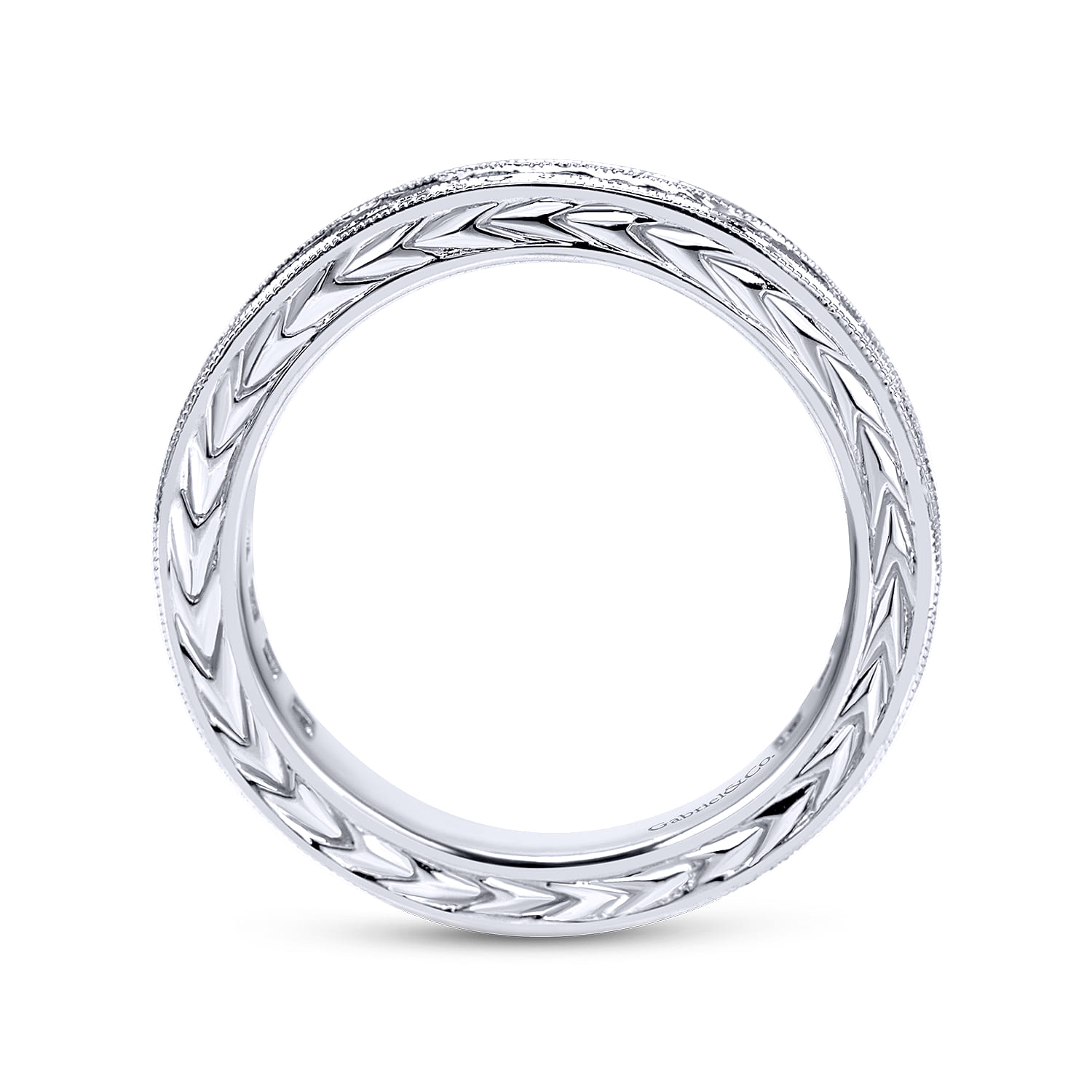 Princess Sapphire and Round Diamond Stackable Ring in 14K White Gold, photograph 2