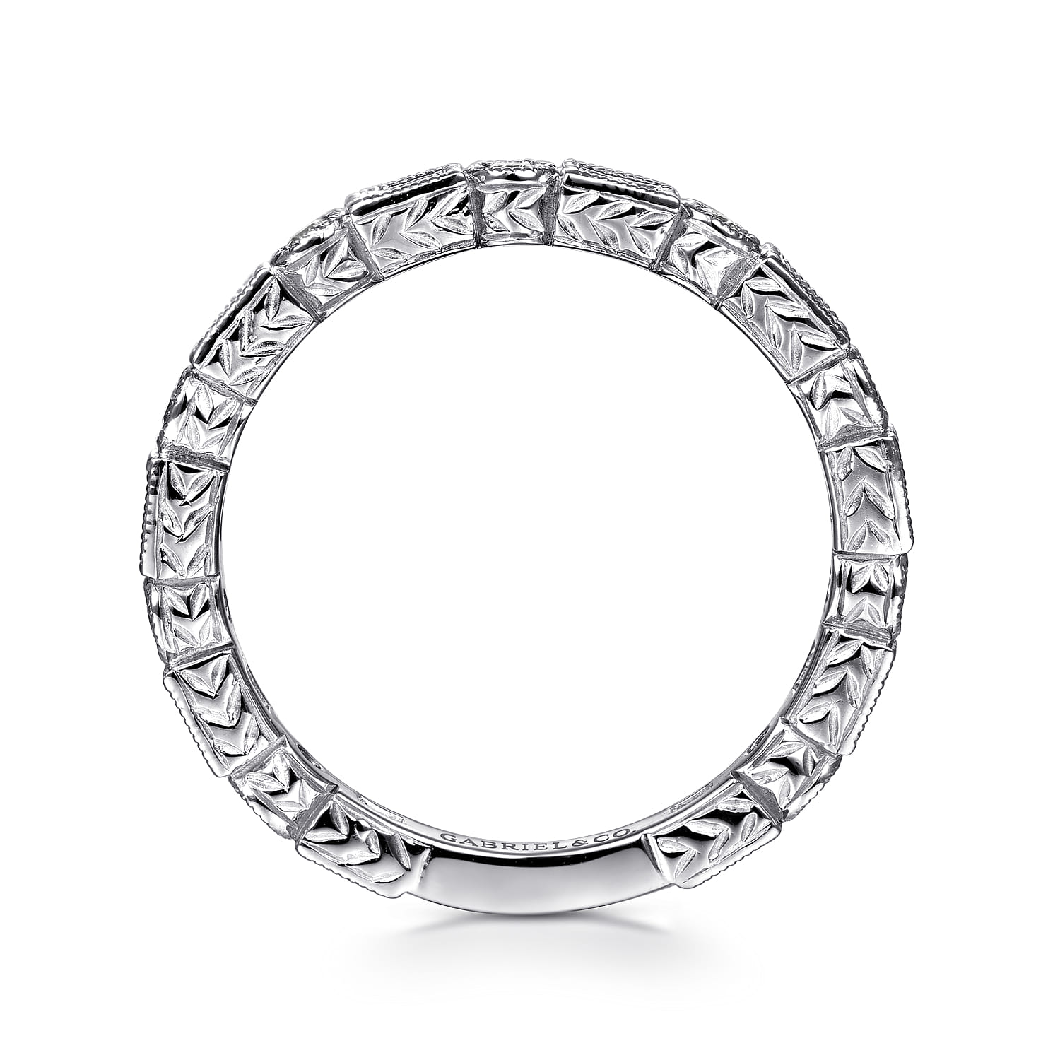 Baguette and Diamond Ring in 14K White Gold, photograph 2