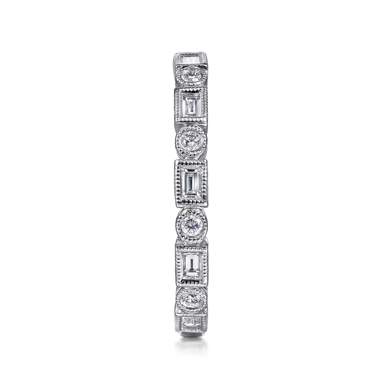Baguette and Diamond Ring in 14K White Gold, photograph 4