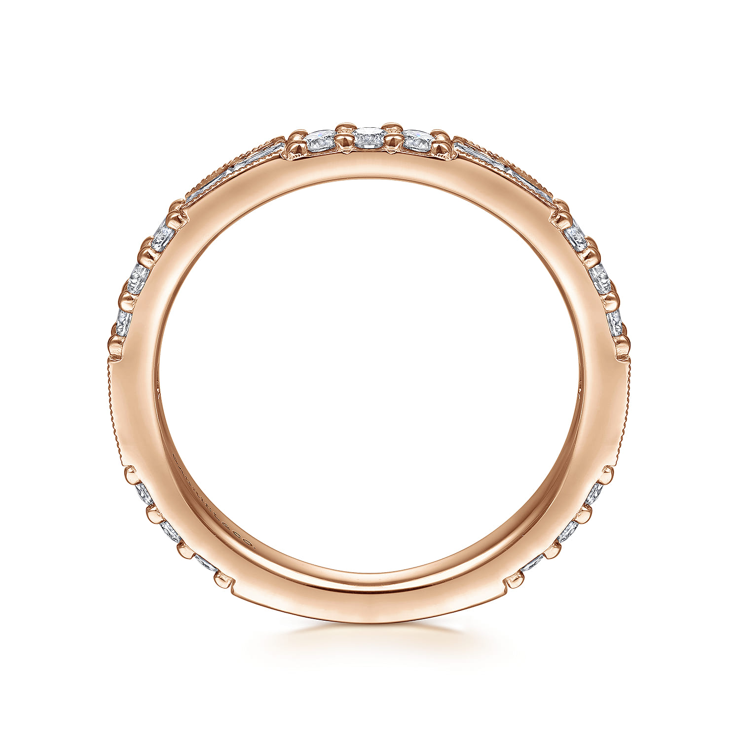 Baguette and Diamond Stackable Ring in 14K Rose Gold, photograph 2
