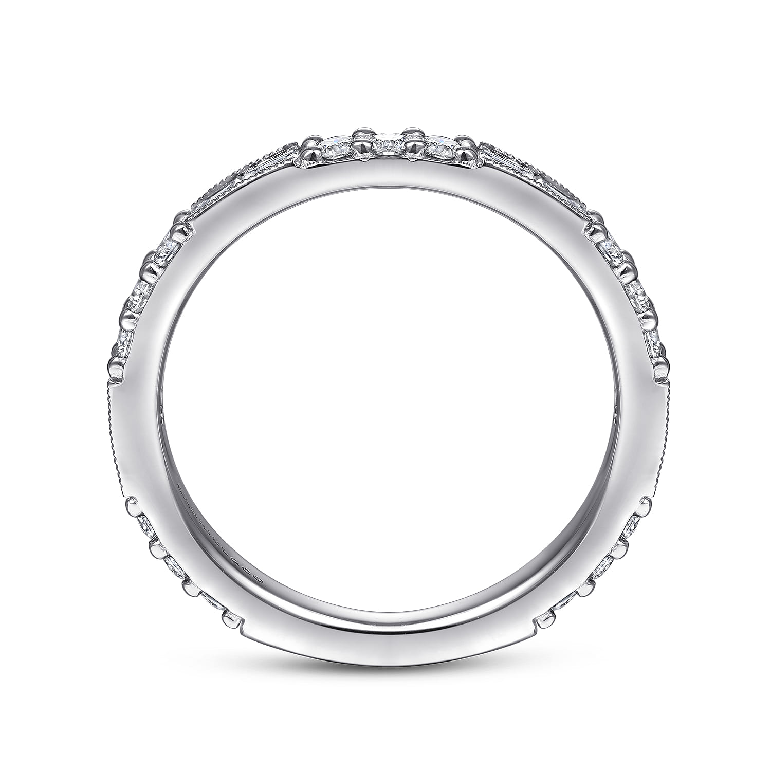 Baguette and Diamond Stackable Ring in 14K White Gold, photograph 2