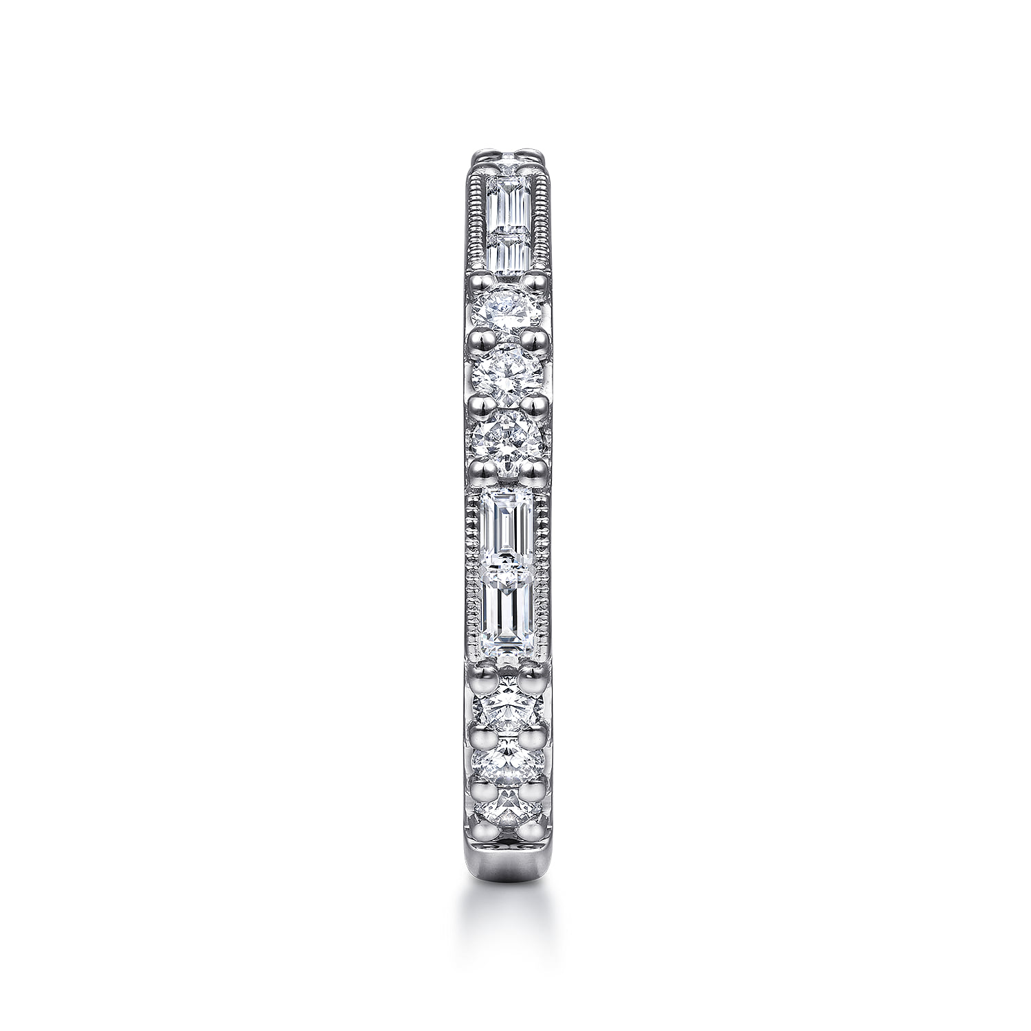 Baguette and Diamond Stackable Ring in 14K White Gold, photograph 4