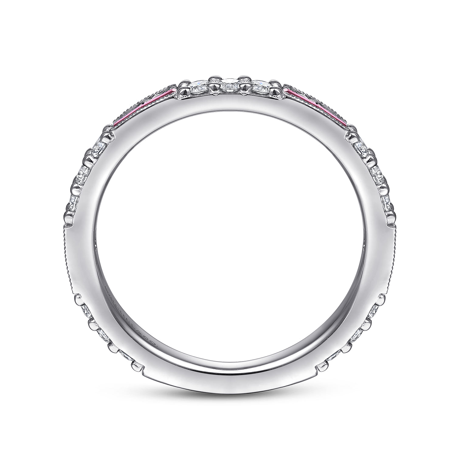 Ruby Baguette and Diamond Stackable Ring in 14K White Gold, photograph 2