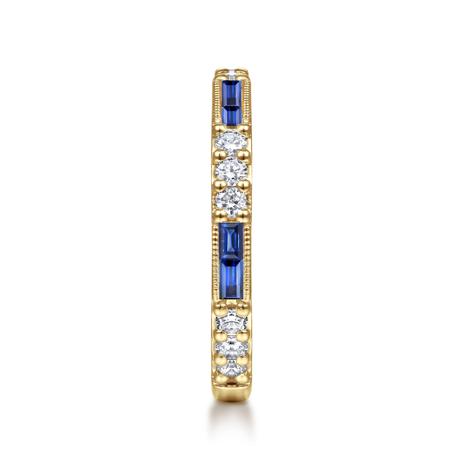 Sapphire Baguette and Diamond Stackable Ring in 14K Yellow Gold, photograph 4