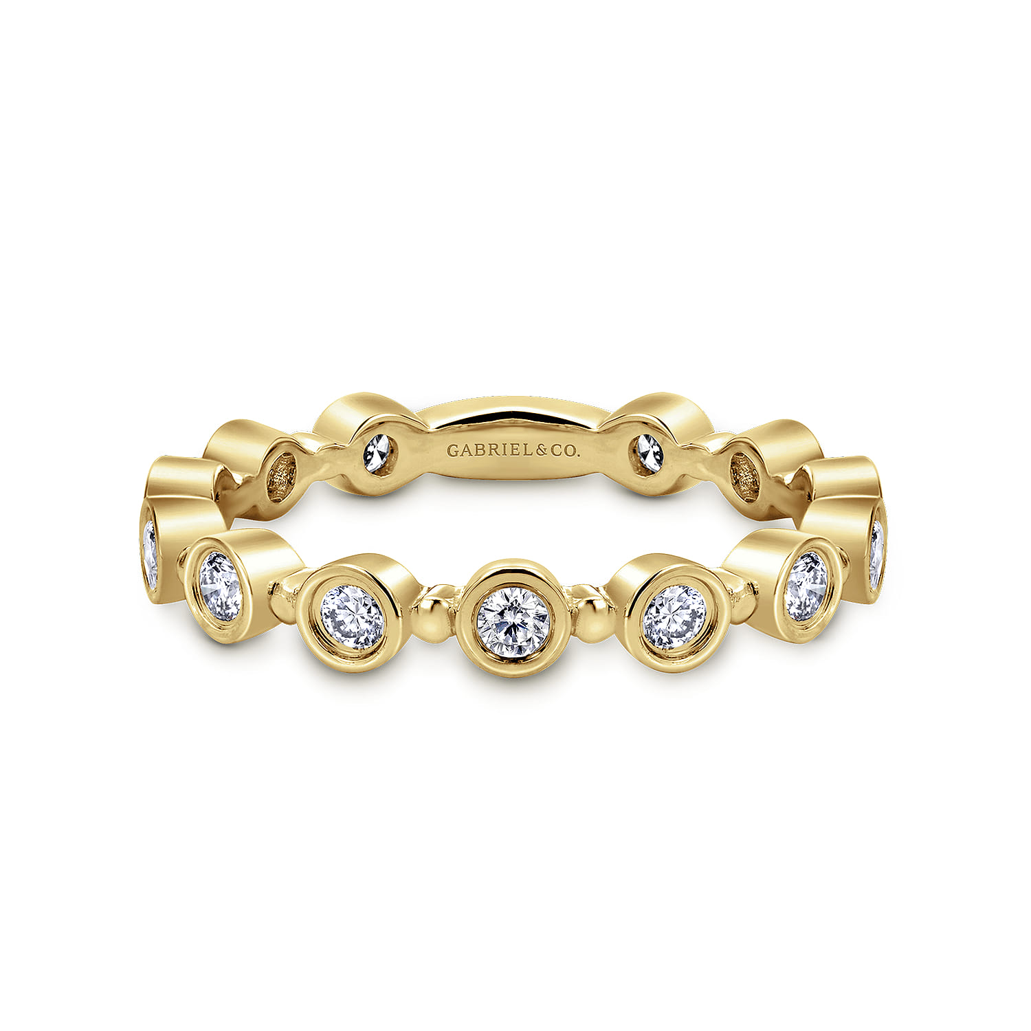 Diamond Bezel Station Diamond Stackable Ring in 14K Yellow Gold