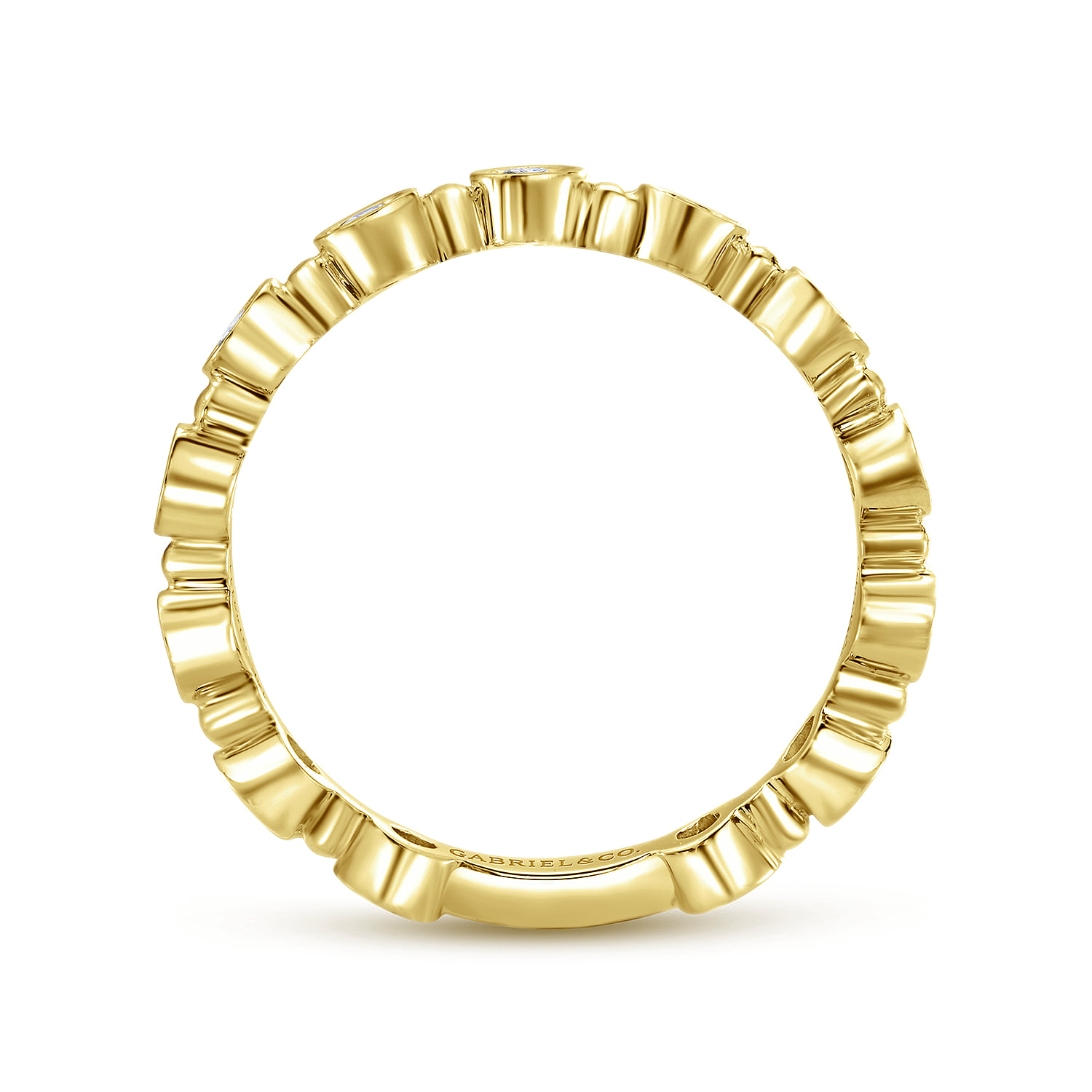 Diamond Bezel Station Diamond Stackable Ring in 14K Yellow Gold, photograph 2