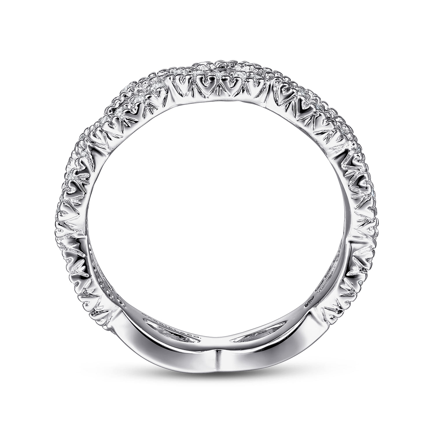 Open Twisted Diamond Stackable Ring in 14K White Gold, photograph 2