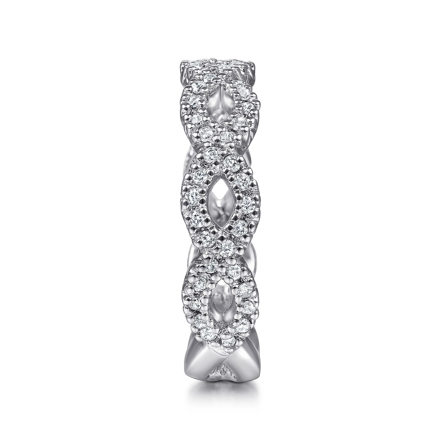 Open Twisted Diamond Stackable Ring in 14K White Gold, photograph 4