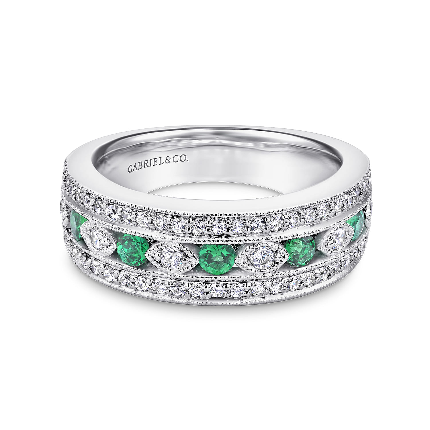 Vintage Inspired Emerald and Diamond Ring