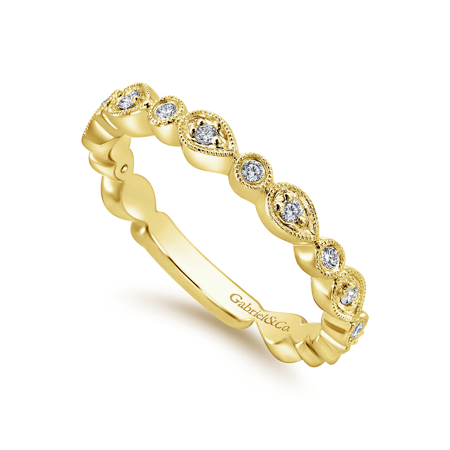 and Station Stackable Diamond Ring in 14K Yellow Gold, photograph 3
