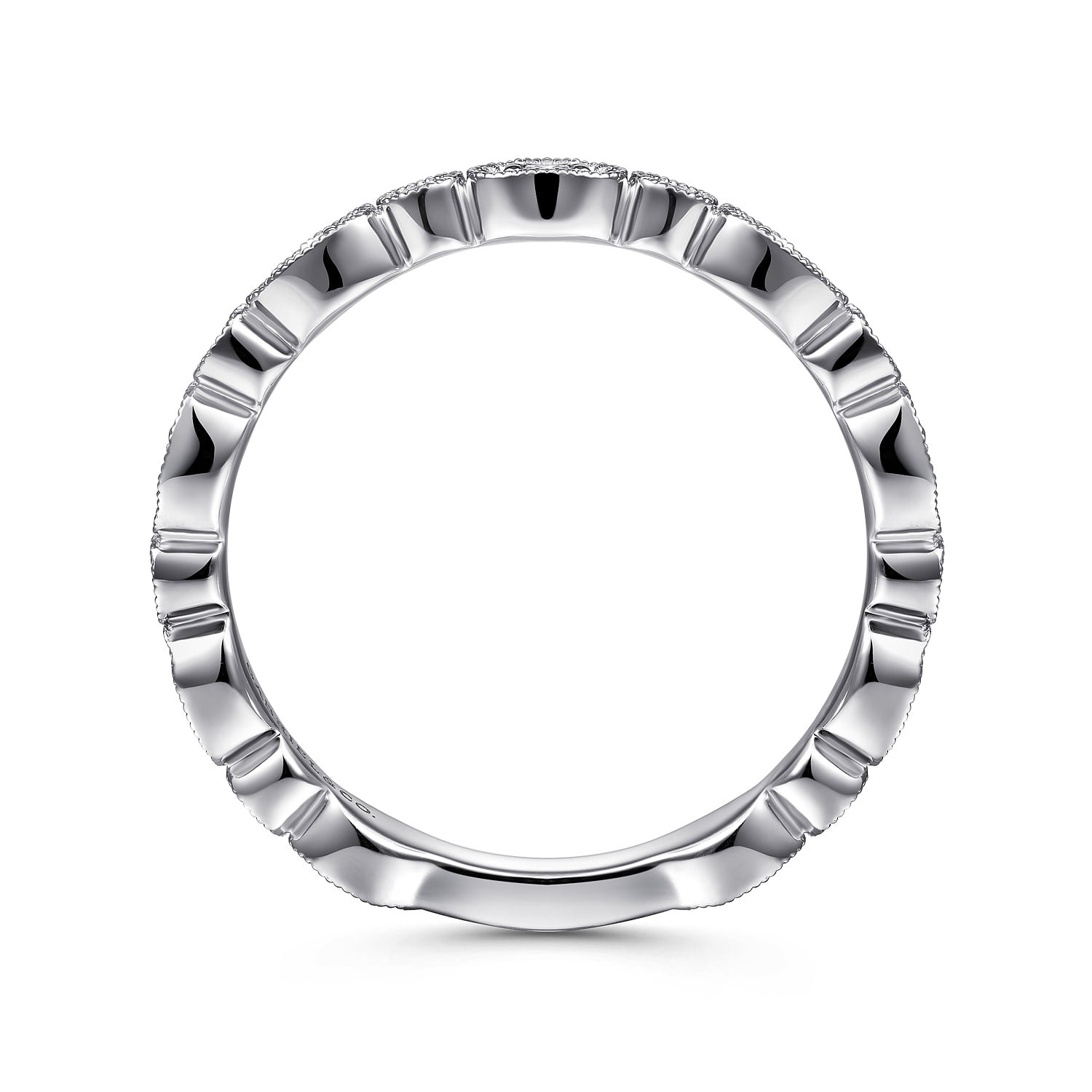 Graduating Station Diamond Stackable Ring in 14K White Gold, photograph 2